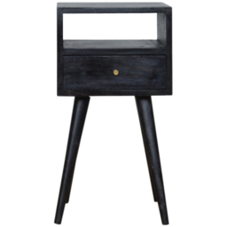 Artisan Furniture Mini Ash Black Single Drawer Single Shelf Mango Wood Bedside Table - thumbnail 2