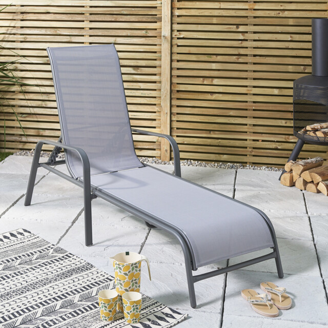 Outdoor Essentials Hawaii Grey Height Adjustable Sun Lounger - image 1