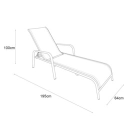 Outdoor Essentials Hawaii Grey Height Adjustable Sun Lounger - thumbnail 4