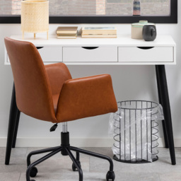 Florence Neptun 3 Drawer White and Black Office Desk