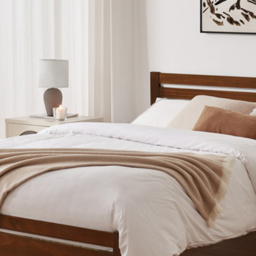 Furniturebox Cadhla King Size Walnut Stain Solid Pine Bed Frame - thumbnail 2