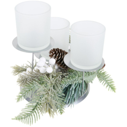 Clear Frosted Berry Candle Holder Set
