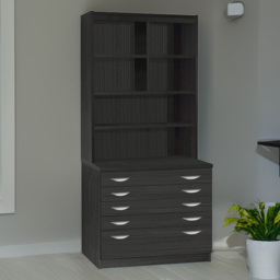 R White Cabinets Black 5 Drawer 6 Shelf Chest of Drawers with Hutch - thumbnail 1