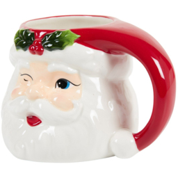 Winking Santa Mug Red and White - thumbnail 3