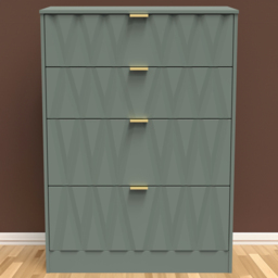 Crowndale Las Vegas 4 Drawer Reed Green Deep Chest of Drawers Ready Assembled
