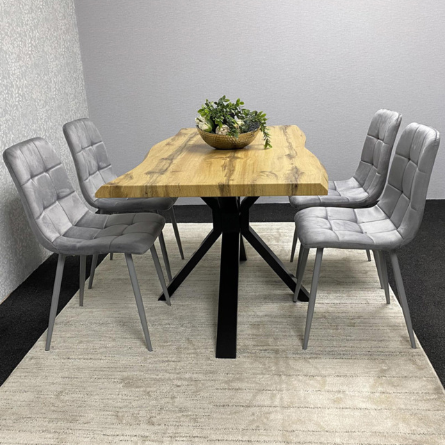 Kosy Koala 4 Seater Velvet Wooden Rectangle Dining Set Grey - image 1