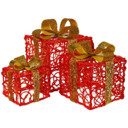 St Helens Red 3 Piece Christmas Gift Box Decoration Set - thumbnail 2