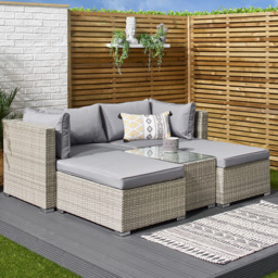 Outdoor Essentials Avalon Natural 4 Seater Rattan Garden Lounge Set