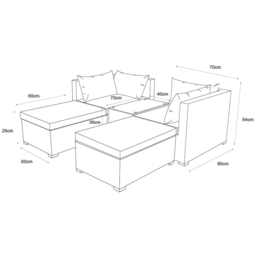 Outdoor Essentials Avalon Natural 4 Seater Rattan Garden Lounge Set - thumbnail 3