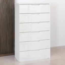 Florence Sienna 6 Drawer White High Gloss Chest of Drawers