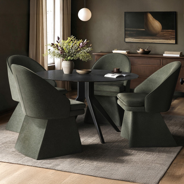 SOLACE+CO Emil Aiko 4 Seater Round Glass Dining Set - image 1