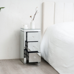 Comfy Living 3 Drawer Mirrored Bedside Table - thumbnail 4