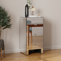 Comfy Living 3 Drawer Mirrored Bedside Table - thumbnail 2