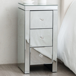 Comfy Living 3 Drawer Mirrored Bedside Table