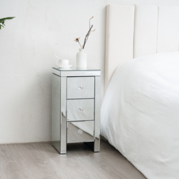 Comfy Living 3 Drawer Mirrored Bedside Table - thumbnail 3