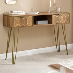 GFW Orleans Mango Yellow 2 Drawer Single Shelf Console Desk