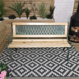 Samuel Alexander Cast Iron Lattice Wooden Garden Bench - thumbnail 2