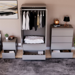 Vida Designs Denver 3 Piece Grey Bedroom Furniture Set - thumbnail 4