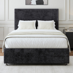 Bedmaster Single Black Naples Linen Divan Base with Valencia Headboard