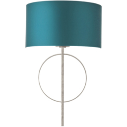 Merano Trento Antique Silver and Teal Satin Fabric Wall Lamp