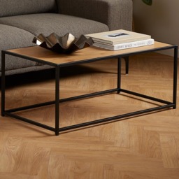 Florence Seaford Oak and Black Metal Coffee Table