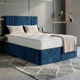 DS Living Orion Blue King Size Plush Ottoman Bed