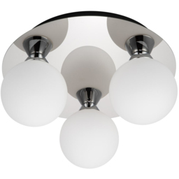 Cosylyte Bowen Bathroom Chrome 3 Light Opal Glass Ceiling Flush Light
