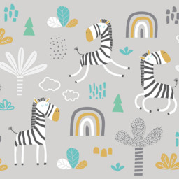 Origin Murals Dancing Zebras Grey Wall Mural - thumbnail 2