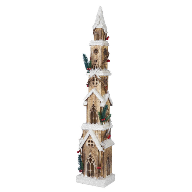 Alpine Lodge 30 LED Iced Snowy Spire Christmas Ornament - image 1