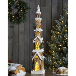 Alpine Lodge 30 LED Iced Snowy Spire Christmas Ornament - thumbnail 3