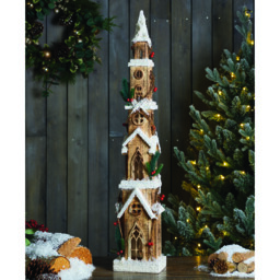 Alpine Lodge 30 LED Iced Snowy Spire Christmas Ornament - thumbnail 2