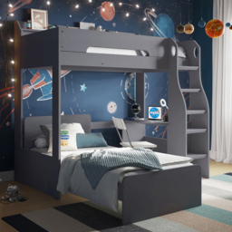 Flair Cosmic Grey Wooden L-Shaped Bunk Bed