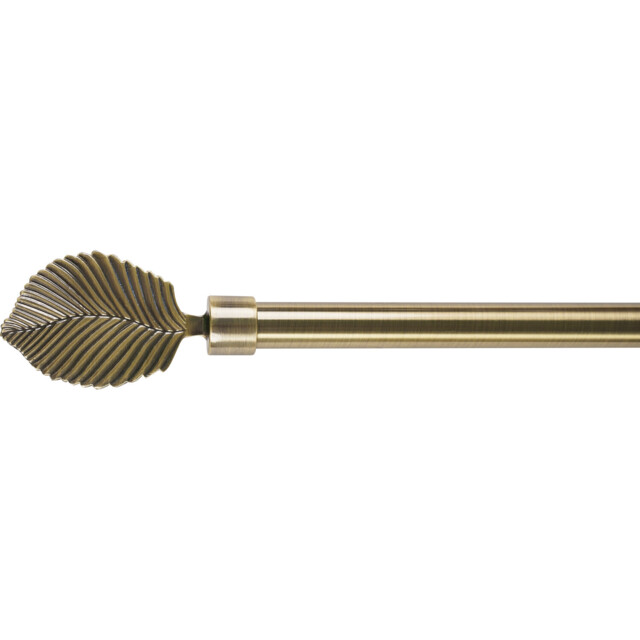120cm Extendable Antique Brass Palm Leaf Curtain Pole