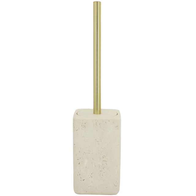 Neutral Stone Effect Toilet Brush Holder Beige