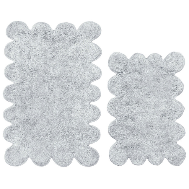Allure Bath Fashions 2 Piece Light Grey Scalloped Bath Mat Set - image 1