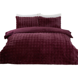 Aurora Soft Faux Fur Duvet Set Berry Double - thumbnail 2