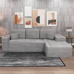 M N Furniture Smart 3 Seater Grey Right Hand L-Shape Corner Sofa