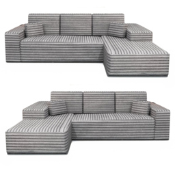 M N Furniture Smart 3 Seater Grey Right Hand L-Shape Corner Sofa - thumbnail 2