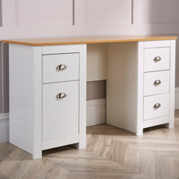 Home Source Camden 4 Drawer White Office Storage Desk