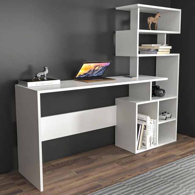 Decorotika Next White 7 Shelf Modern Computer Desk - image 1