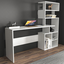Decorotika Next White 7 Shelf Modern Computer Desk - thumbnail 1