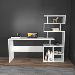 Decorotika Next White 7 Shelf Modern Computer Desk - thumbnail 4