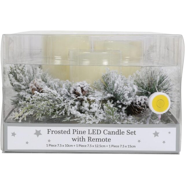 Frosted Pine LED Candle Christmas Decoration 3 Pack - image 1