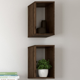 Florence Roomers Walnut Wall Cube Shelf - thumbnail 2