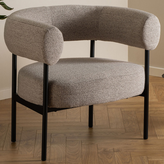 Florence Oakfield Beige Fabric Lounge Chair with Black Legs - image 1