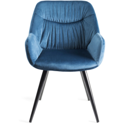 Bentley Designs Dali Petrol Blue Velvet Fabric Upholstered Chair Set of 2 - thumbnail 3