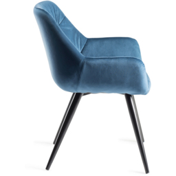 Bentley Designs Dali Petrol Blue Velvet Fabric Upholstered Chair Set of 2 - thumbnail 4