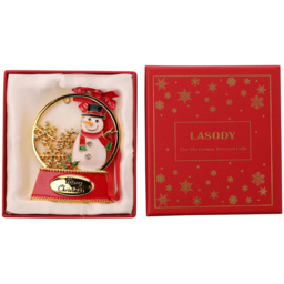 The Seasonal Gift Co Regal Tidings Snowman Globe Collectable Christmas Tree Decoration 19cm - thumbnail 2