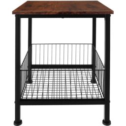 tectake Grimsby Dark Wood Bedside Table with Mesh Basket - thumbnail 3