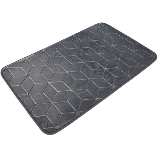 Grey Geo Polyester Bath Mat 80 x 50cm